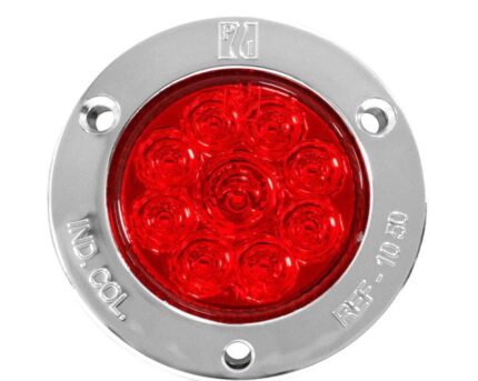 Faro lateral redondo aro cromado rojo 09 led 12/4 voltios A089